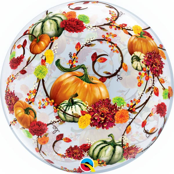 22" Autumn Floral & Pumpkins Bubble
