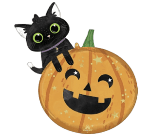 35" Halloween Cat & Pumpkin