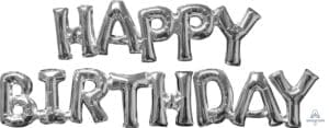 Silver Happy Birthday Block Phrase