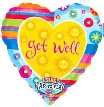 28" GET WELL STRIPES SINGING MYLAR