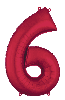 34" Red Number 6