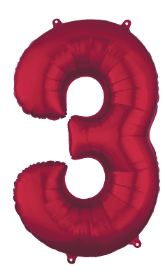 34" Red Number 3