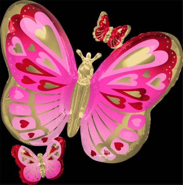 29" Butterfly Red, Pink, & Gold