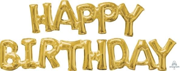 Gold Happy Birthday Block Phrase