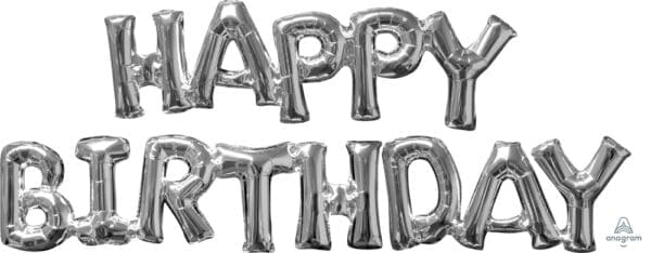 Silver Happy Birthday Block Phrase