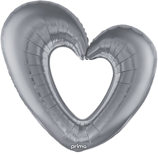 40" Silver Open Heart