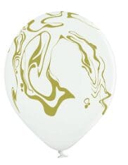 11" White with Gold Marble